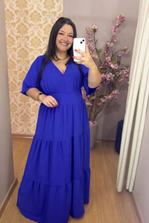 Vestido Heloísa Azul Duna G1 G2 G3