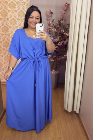 Vestido Plus Size Sofia Viscose Azul G1 ao G4