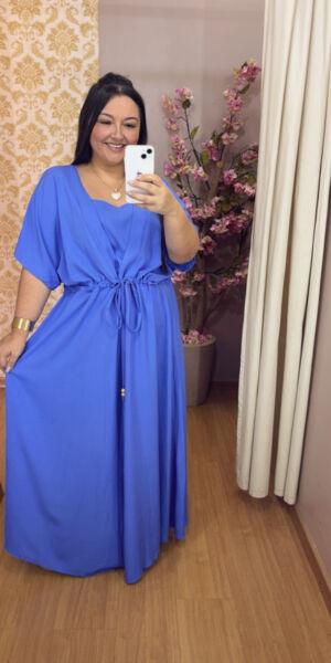 Vestido Plus Size Sofia Viscose Azul G1 ao G4