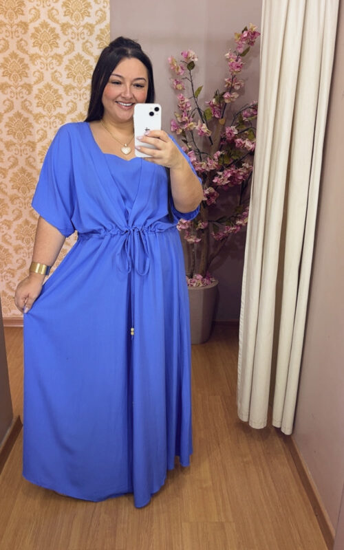 Vestido Plus Size Sofia Viscose Azul G1 ao G4