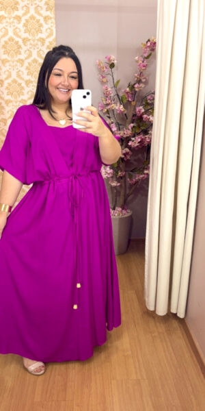 Vestido Plus Size Sofia Viscose Fúcsia G1 ao G4