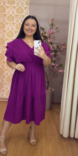 Vestido Plus Size Midi Renata Lilás G1