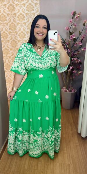 Vestido Plus Size Heloísa Verde G1 G2 G3