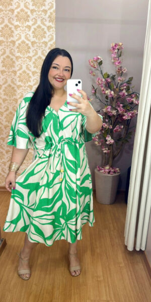 Vestido Plus Size Viscose Gabi Verde G1 e G2