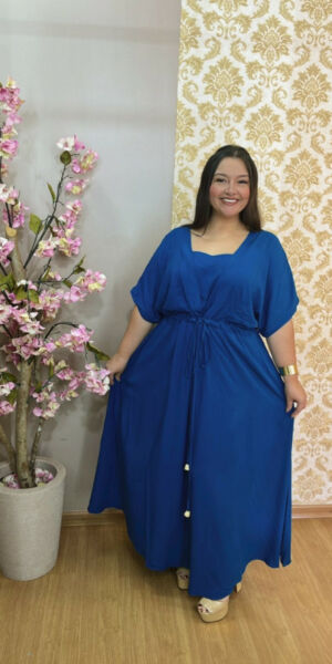 Vestido Plus Size Sofia Viscose Azul Petróleo G1 ao G4