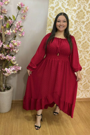 Vestido Manga Longa Vermelho G1 ao G4