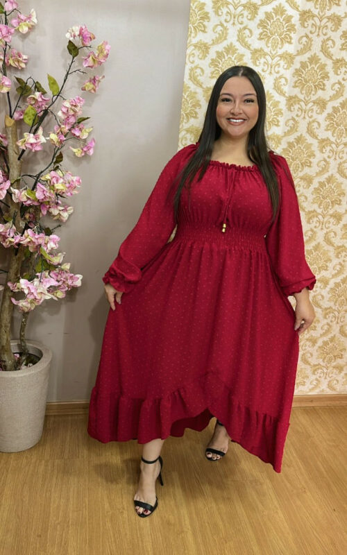 Vestido Manga Longa Vermelho G1 ao G4