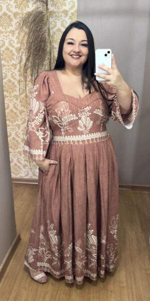 Vestido Plus Size Yasmin Viscose Rosa G1 G2