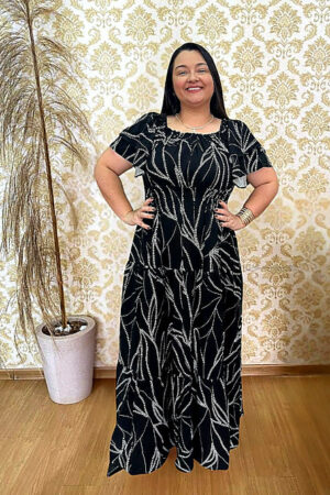 Vestido Longo Plus Size Helena Preto G2