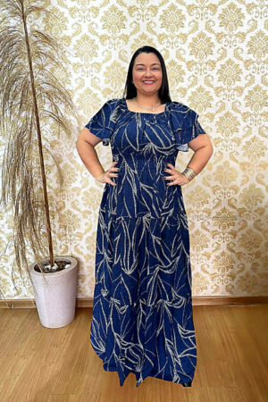 Vestido Longo Plus Size Helena Azul G2