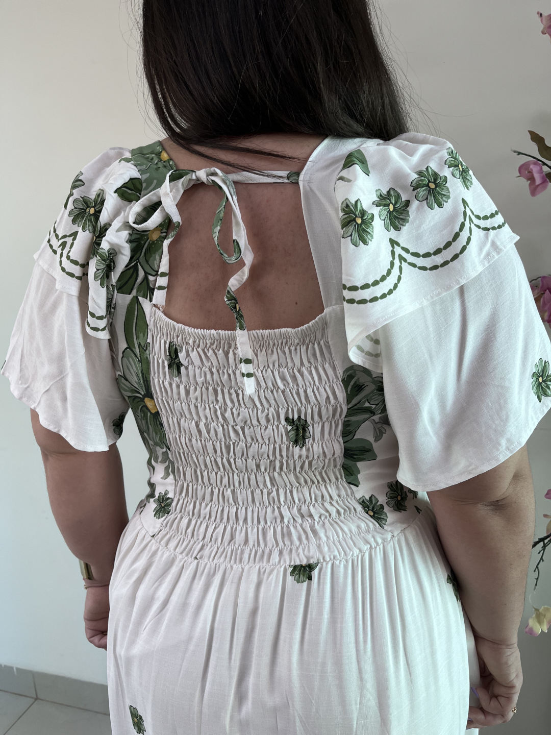 Vestido Longo Plus Size Branco Estampado Katia G2 - Imagem 4