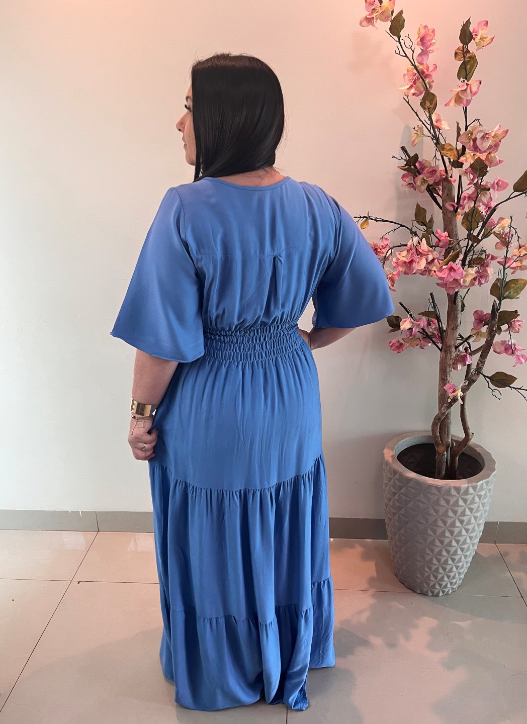 Vestido Plus Size Heloísa Viscose Azul Claro G1 G2 G3 - Imagem 2