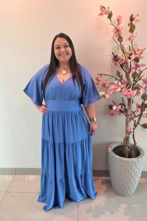 Vestido Plus Size Heloísa Viscose Azul Claro G1 G2 G3