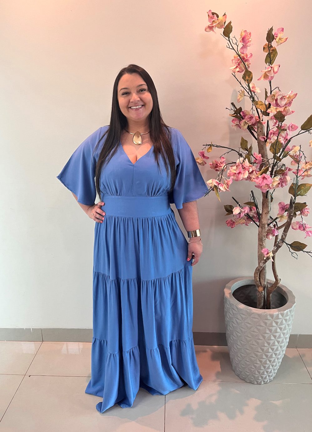 Vestido Plus Size Heloísa Viscose Azul Claro G1 G2 G3