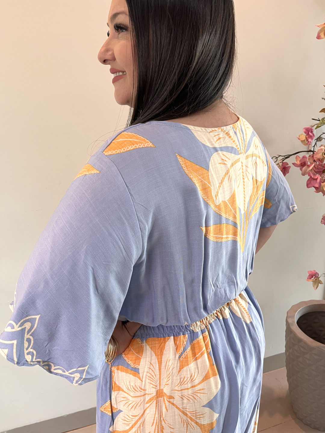 Vestido Longo Plus Size Viscose Azul Jessica G3 - Imagem 3