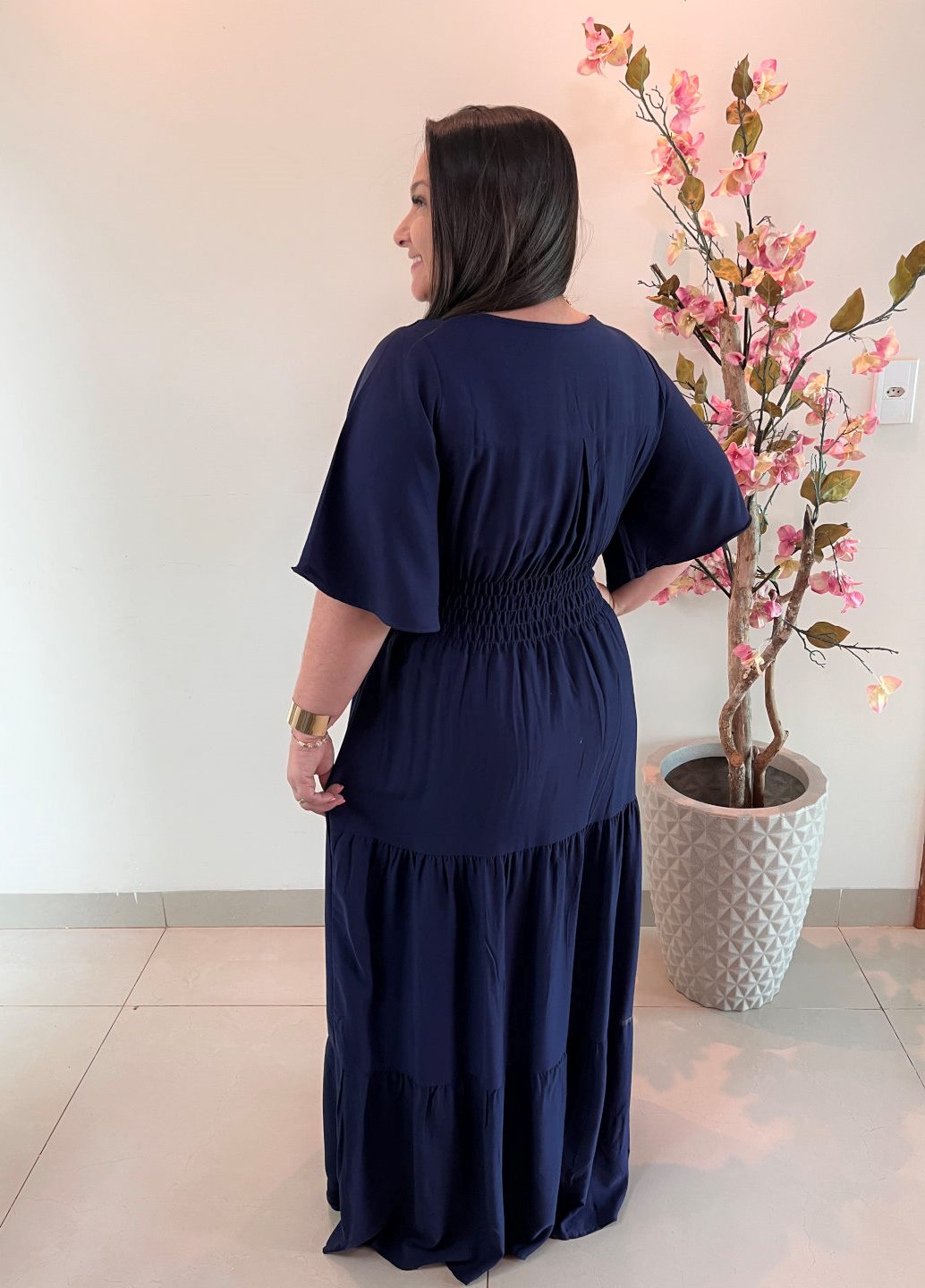 Vestido Plus Size Heloísa Viscose Azul Marinho G1 G2 G3 - Imagem 2