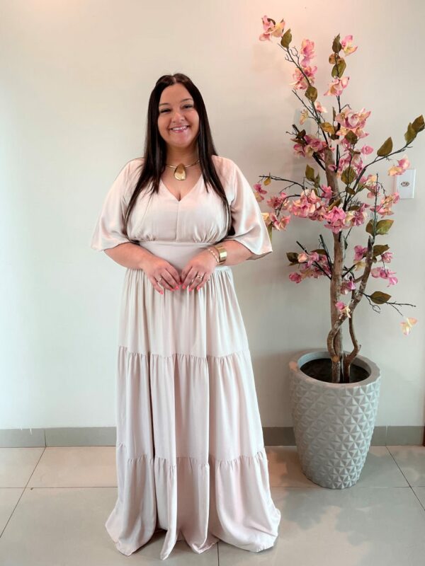 Vestido Plus Size Heloísa Viscose Bege G1 G2 G3