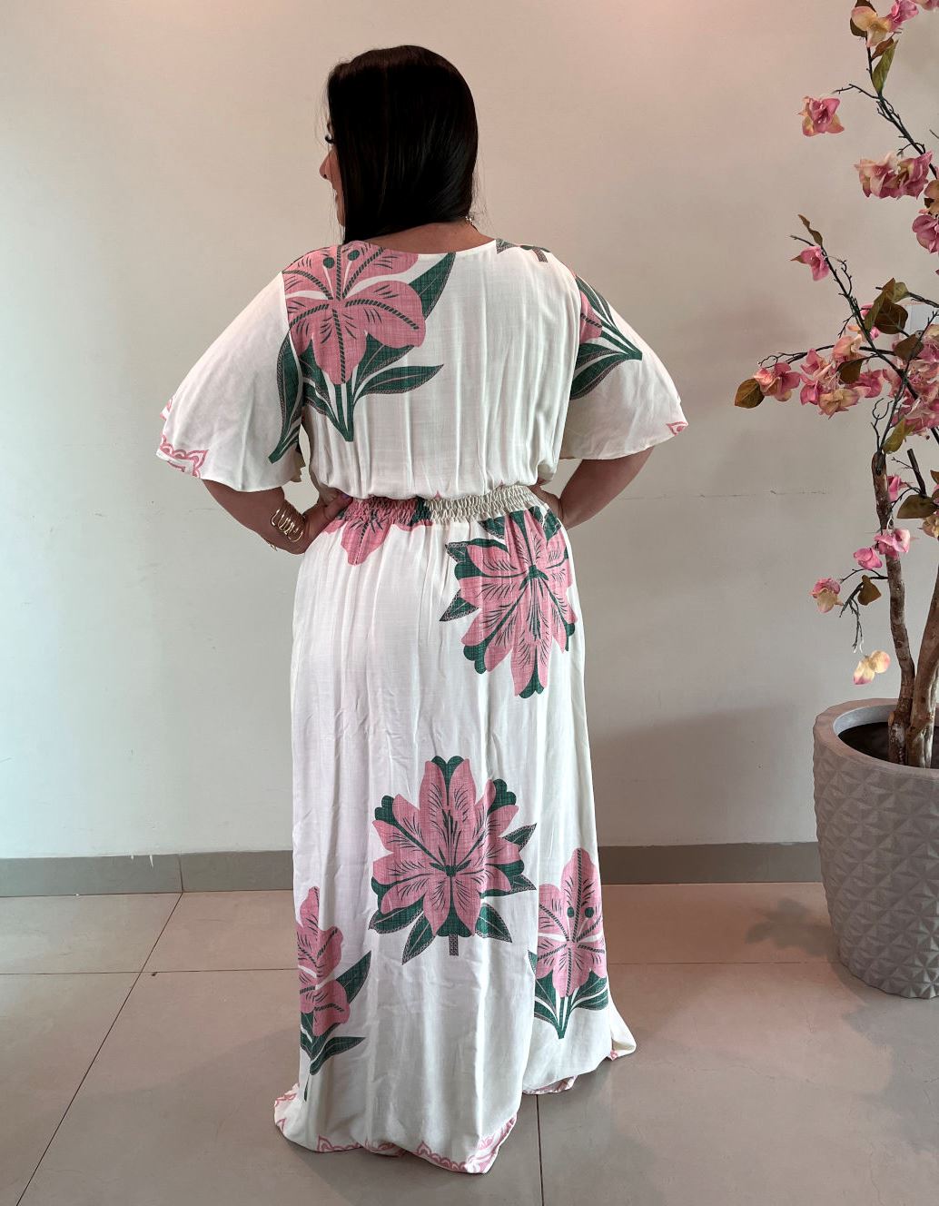 Vestido Longo Plus Size Viscose Branco Jessica G3 - Imagem 3