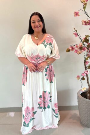 Vestido Longo Plus Size Viscose Branco Jessica G3
