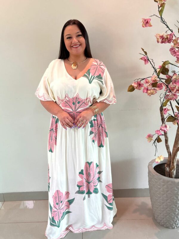 Vestido Longo Plus Size Viscose Branco Jessica G3