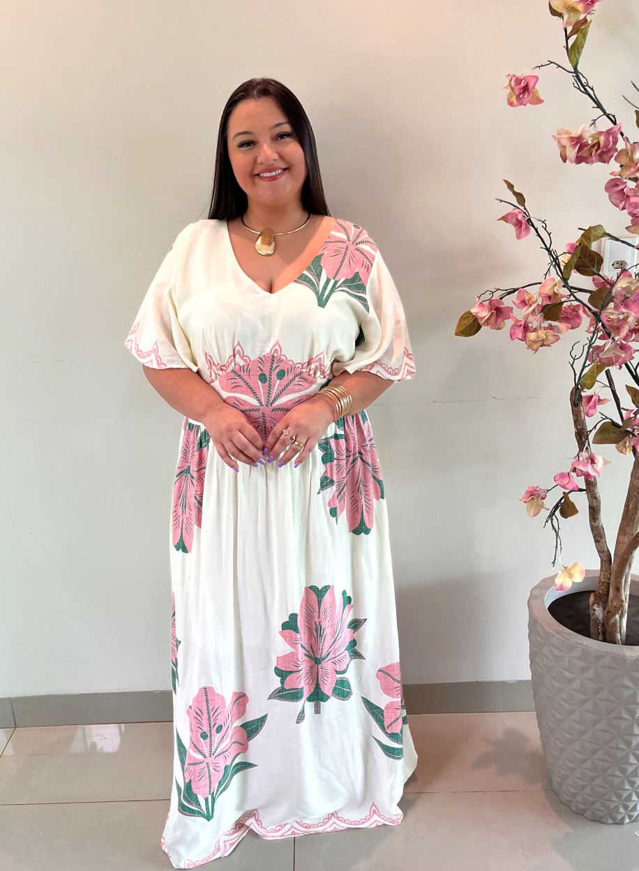 Vestido Longo Plus Size Viscose Branco Jessica G3