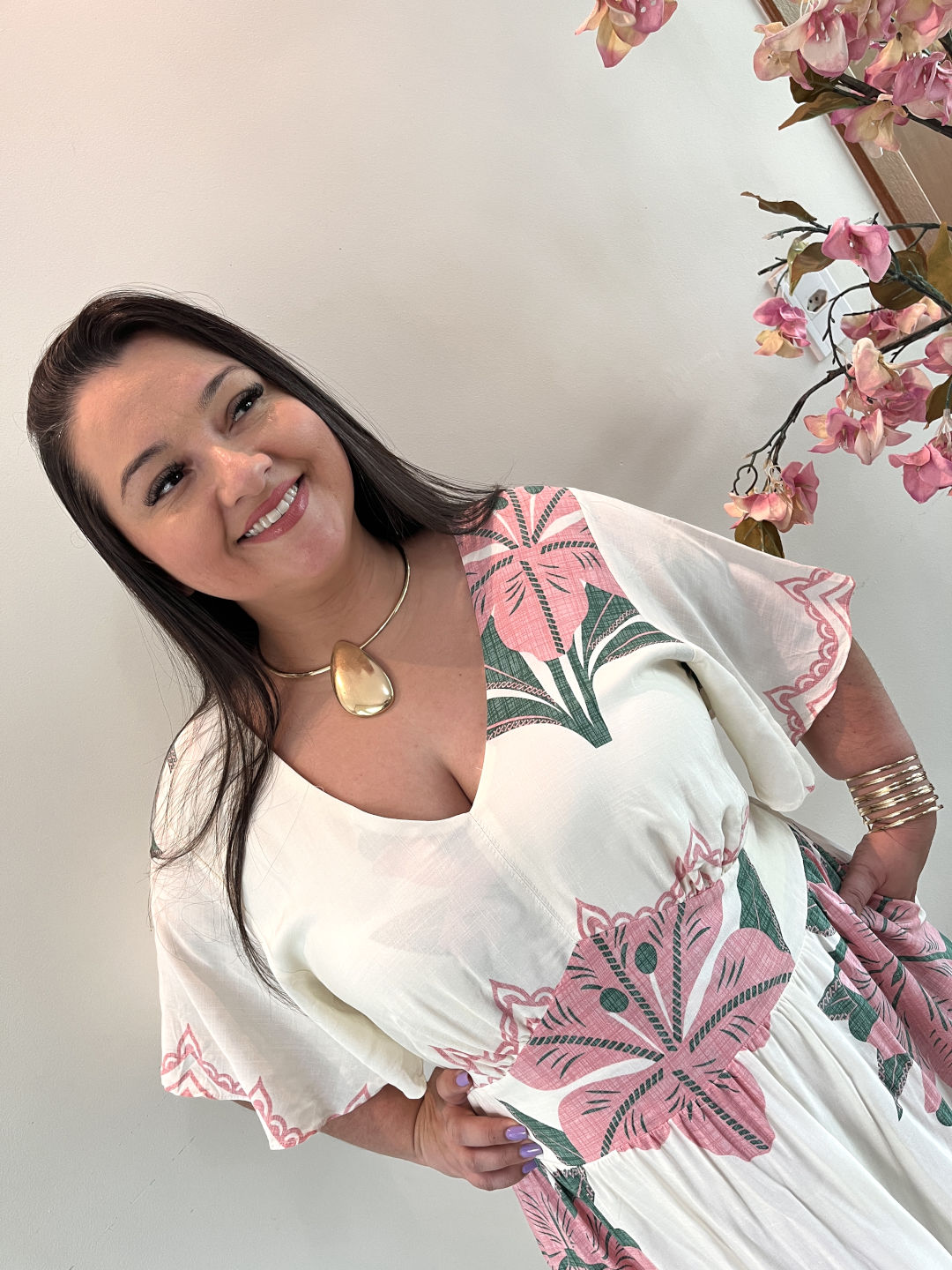 Vestido Longo Plus Size Viscose Branco Jessica G3 - Imagem 2