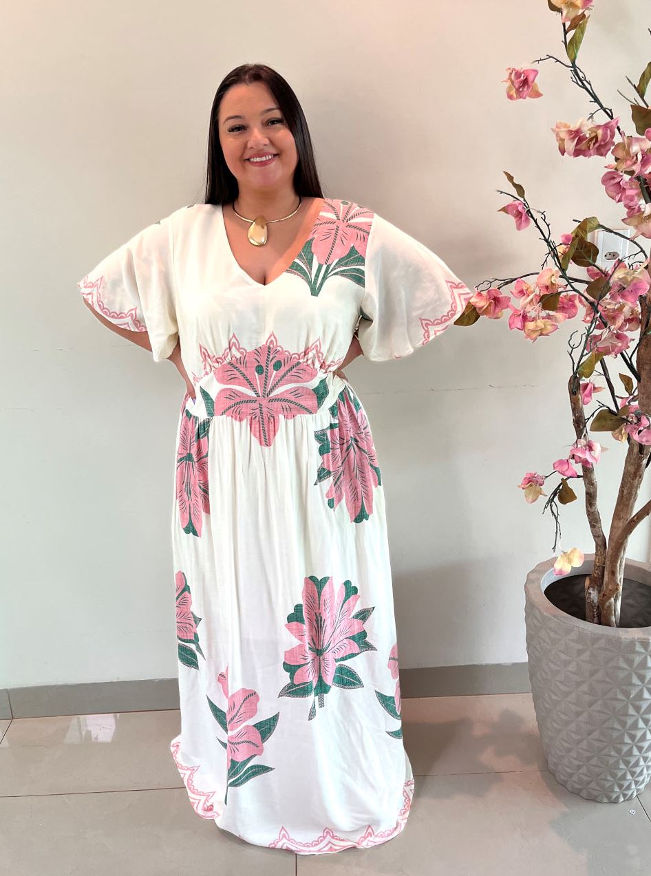 Vestido Longo Plus Size Viscose Branco Jessica G3 - Imagem 5