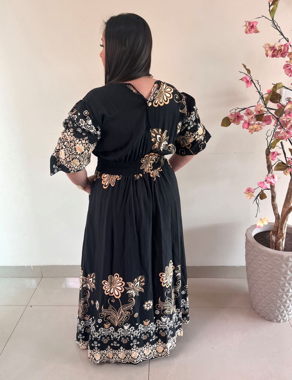 Vestido Longo Plus Size Viscose Preto Jessica G3 - Imagem 3