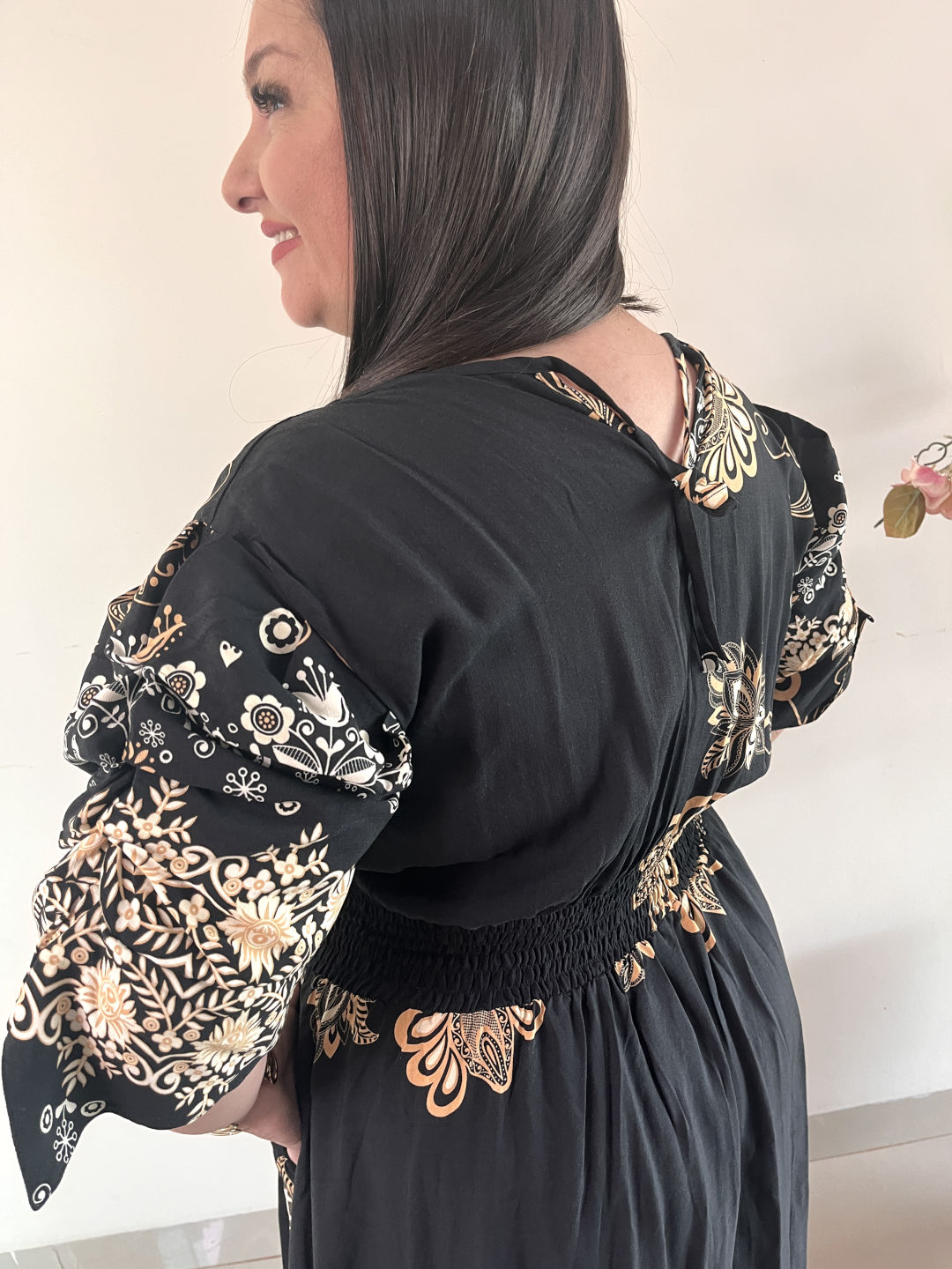 Vestido Longo Plus Size Viscose Preto Jessica G3 - Imagem 4