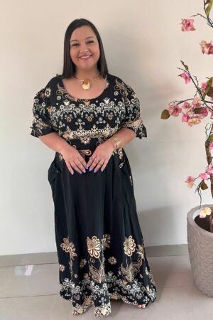 Vestido Longo Plus Size Viscose Preto Jessica G3