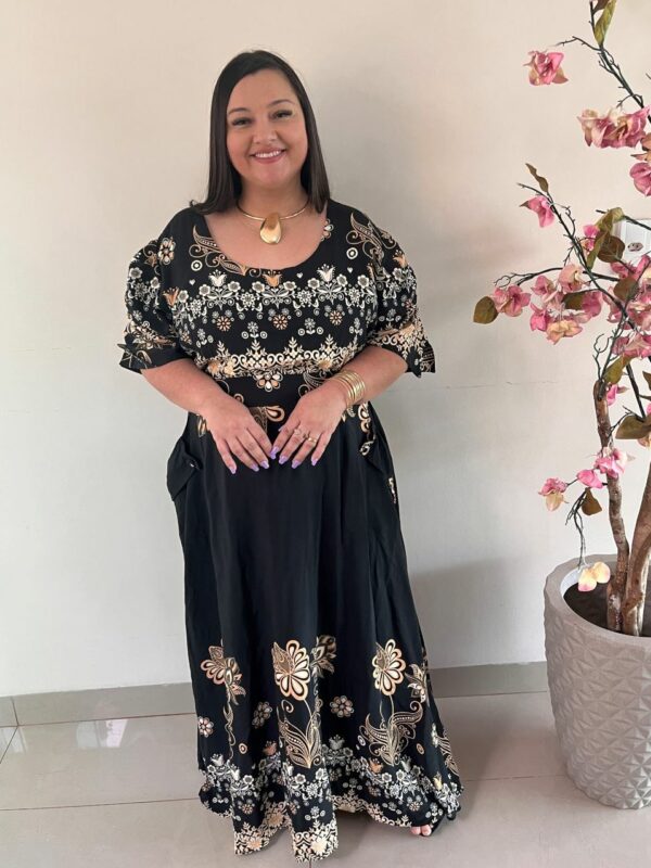 Vestido Longo Plus Size Viscose Preto Jessica G3