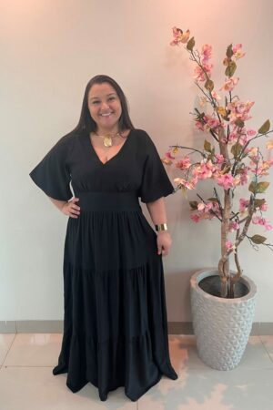Vestido Plus Size Heloísa Viscose Preto G1 G2 G3