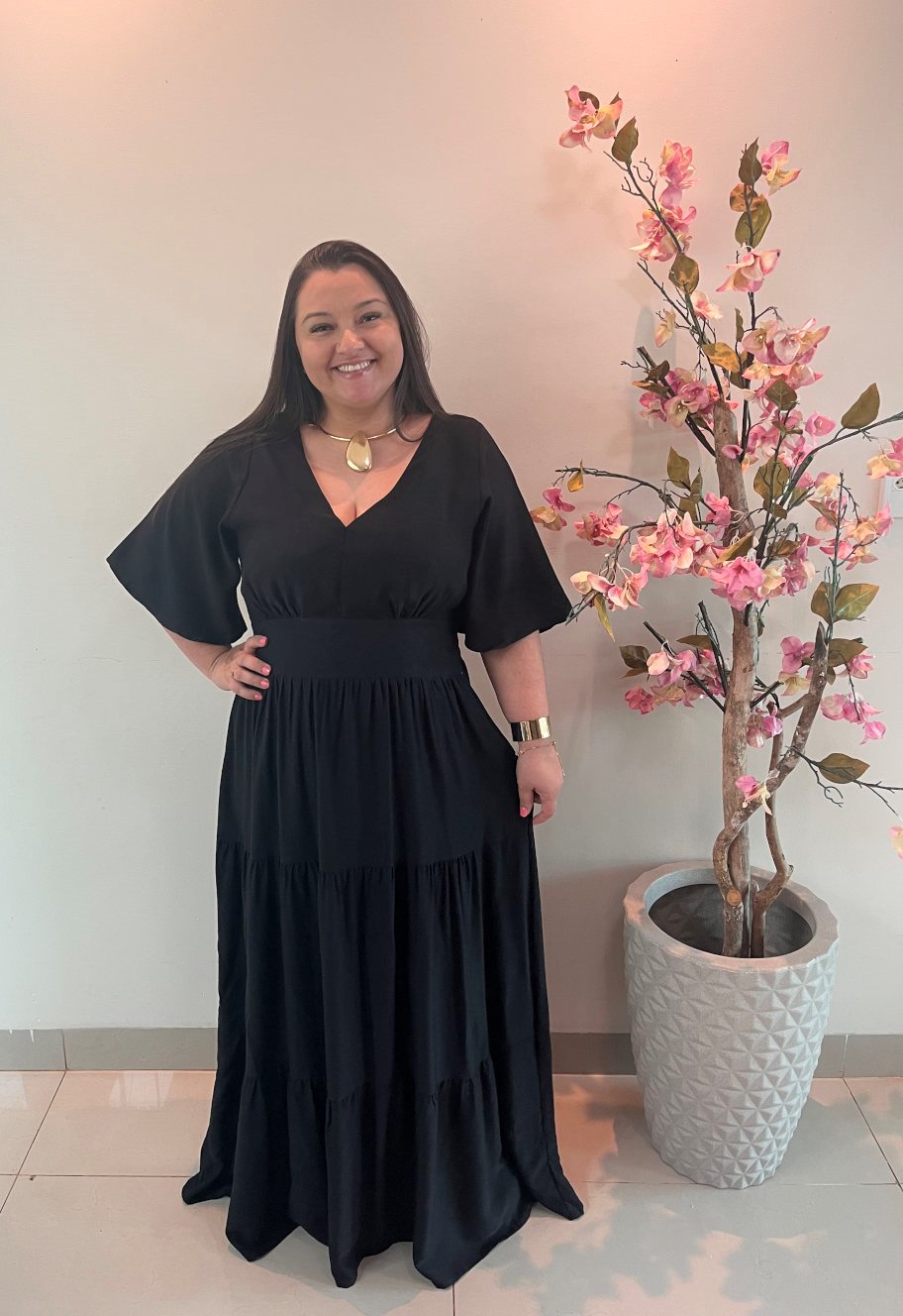 Vestido Plus Size Heloísa Viscose Preto G1 G2 G3