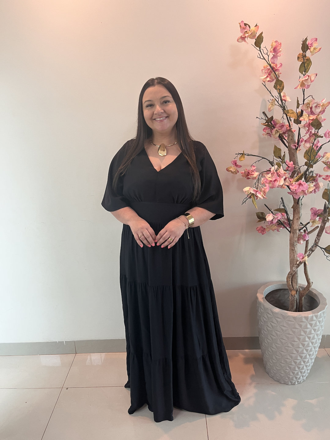 Vestido Plus Size Heloísa Viscose Preto G1 G2 G3 - Imagem 3