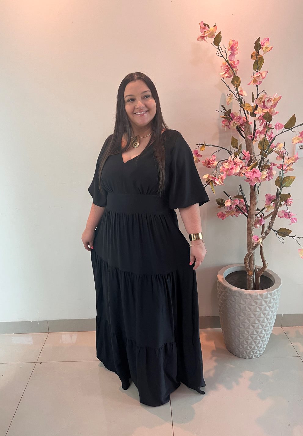 Vestido Plus Size Heloísa Viscose Preto G1 G2 G3 - Imagem 4