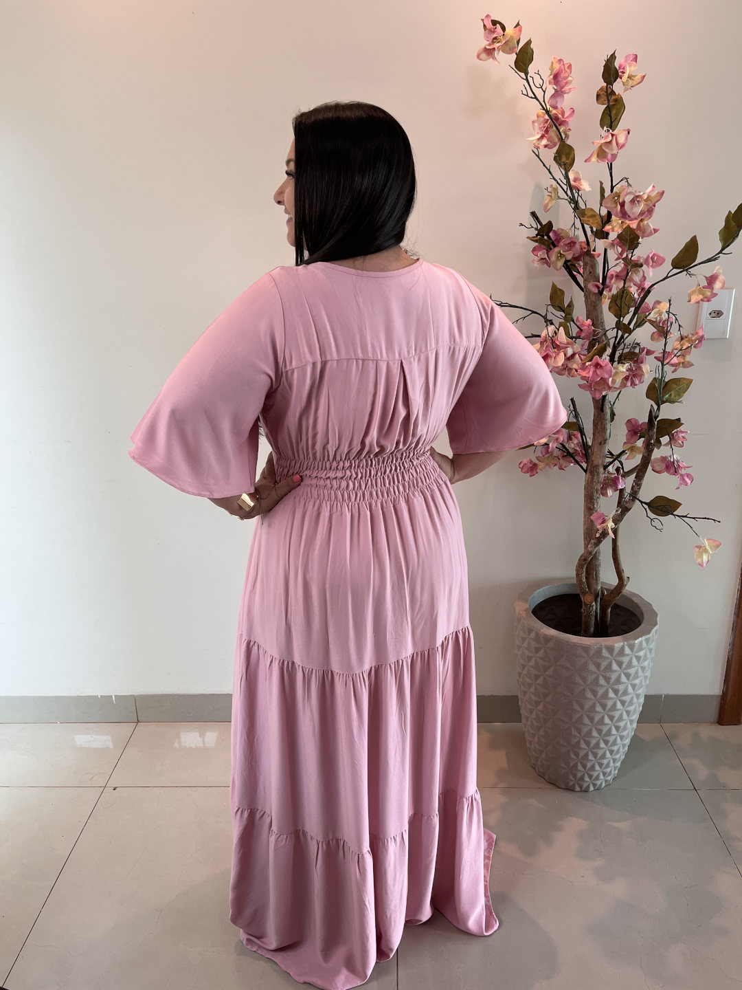Vestido Plus Size Heloísa Viscose Rosa G1 G2 G3 - Imagem 2