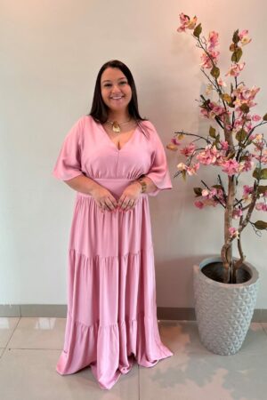 Vestido Plus Size Heloísa Viscose Rosa G1 G2 G3