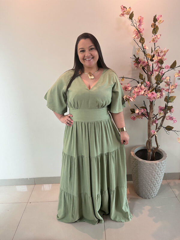 Vestido Plus Size Heloísa Viscose Verde Oliva G1 G2 G3